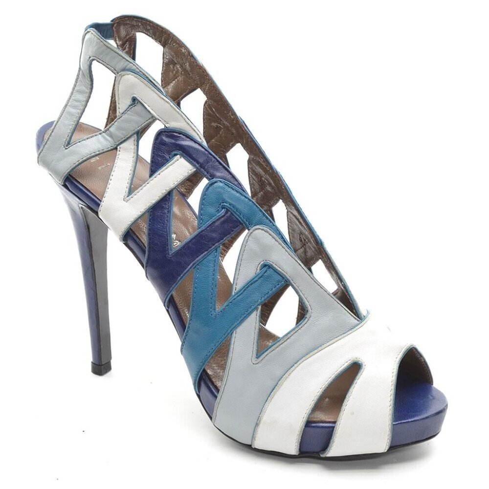 H Williams Cage Interlocking Leather Heels Pumps 40 New